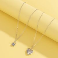 Fashion Alloy Heart Pendant Fine Chain Metal Lock Necklace main image 5