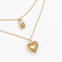 Fashion Alloy Heart Pendant Fine Chain Metal Lock Necklace main image 6