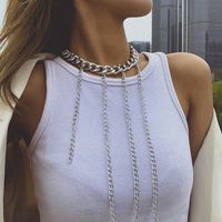 Punk Style Hollow Cross Tassel Geometric Thick Chain Necklace main image 1