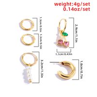 Retro Simple Imitation Pearl Diamond Stud Earrings Set main image 5