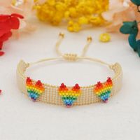 Simple Ethnic Style Rainbow Heart Hand-woven Rice Bead Couple Bracelet main image 1