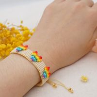 Simple Ethnic Style Rainbow Heart Hand-woven Rice Bead Couple Bracelet main image 5