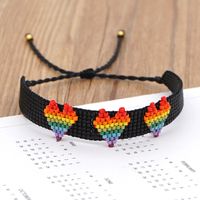 Simple Ethnic Style Rainbow Heart Hand-woven Rice Bead Couple Bracelet main image 4