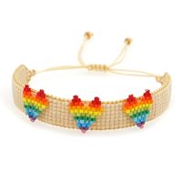 Simple Ethnic Style Rainbow Heart Hand-woven Rice Bead Couple Bracelet main image 3
