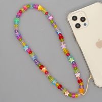 Ethnic Simple Candy Color Beaded Mobile Phone Lanyard sku image 1