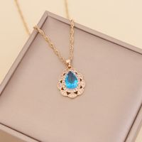 Fashion Multicolor Full Diamond Water Drop Copper Necklace Wholesale sku image 5