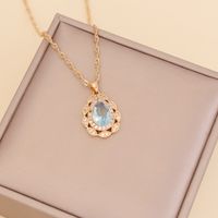 Fashion Multicolor Full Diamond Water Drop Copper Necklace Wholesale sku image 7