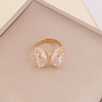 Fashion Zircon Butterfly Opening Adjustable Ring Wholesale sku image 4