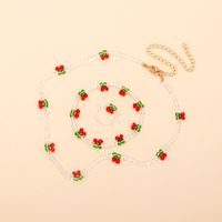 Fashion Crystal Beaded Necklace Bracelet Ring Set sku image 4