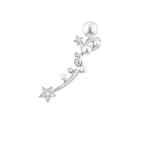 Korean Fashion Pearl Five-pointed Star Diamond Earrings sku image 1