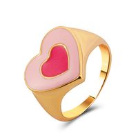 Fashion Double Heart Contrast Color Alloy Dripping Ring sku image 1