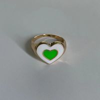 Fashion Double Heart Contrast Color Alloy Dripping Ring sku image 3