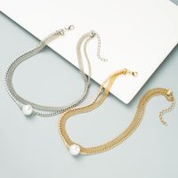 Fashion Metal Inlaid Pearl Pendant Necklace Wholesale sku image 1
