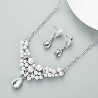 Conjunto De Collar De Aretes De Diamantes De Imitación De Perlas De Moda sku image 2