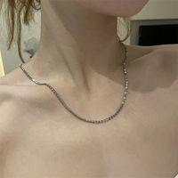 Simple Inlaid With Color Zircon Thin Chain Necklace sku image 2