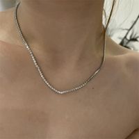 Simple Inlaid With Color Zircon Thin Chain Necklace sku image 1