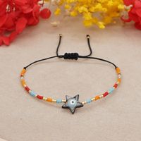 Simple Natural Shell Lucky Eyes Rice Beads Hand-woven Colorful Beaded Bracelet sku image 1