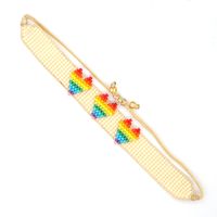 Simple Ethnic Style Rainbow Heart Hand-woven Rice Bead Couple Bracelet sku image 2