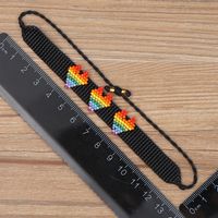 Simple Ethnic Style Rainbow Heart Hand-woven Rice Bead Couple Bracelet sku image 4