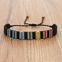 Black Lucky Eyes Rice Bead Woven Rainbow Diamond Bracelet sku image 1