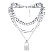 Hip-hop Style Thick Chain Lock-shaped Pendant Necklace sku image 1