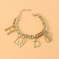 Fashion Exaggerated Chain Alloy Letter Pendant Bracelet sku image 1