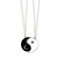 Fashion Hollow Alloy Oil Drop Tai Chi Star And Moon Pendant Necklace sku image 1