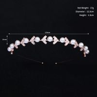 Fashion Leaf Metal Inlay Pearl Zircon Hair Band 1 Piece sku image 1