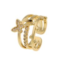 Fashion Micro-inlaid Zircon Butterfly Palm Wide Multi-layer Ring sku image 1