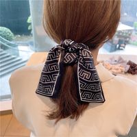 Retro Silk Printing Letter Bow Hair Band sku image 1