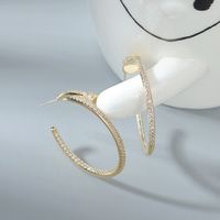 Korean Personality Exaggerated Nail Hoop Zircon Earrings sku image 1