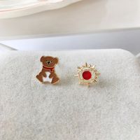 Personnalité Petite Bande Dessinée Mignonne Ours Soleil Fleur Boucles D&#39;oreilles sku image 1