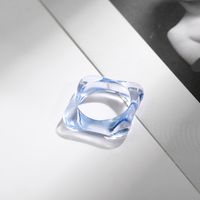 Korean Transparent Candy Color Geometric Resin Ring Wholesale sku image 10