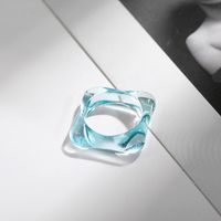 Korean Transparent Candy Color Geometric Resin Ring Wholesale sku image 11