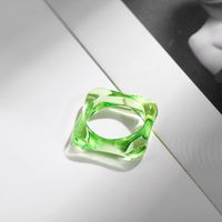 Korean Transparent Candy Color Geometric Resin Ring Wholesale sku image 17