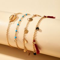 Ensemble De 4 Bracelets À Pampilles En Métal Avec Perles De Riz Simples main image 3