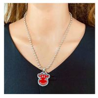 Punk Style Simple Red Cute Bull Head Rotating Pendant Necklace main image 1