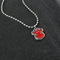 Punk Style Simple Red Cute Bull Head Rotating Pendant Necklace main image 4