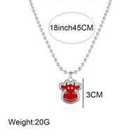 Punk Style Simple Red Cute Bull Head Rotating Pendant Necklace main image 6