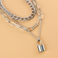 Hip-hop Style Thick Chain Lock-shaped Pendant Necklace main image 4