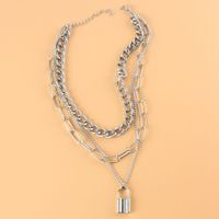 Hip-hop Style Thick Chain Lock-shaped Pendant Necklace main image 3