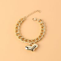 Fashion Alloy Peach Heart Pendant T-shaped Opening Double-layer Bracelet main image 4