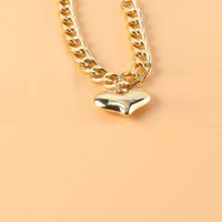 Fashion Alloy Peach Heart Pendant T-shaped Opening Double-layer Bracelet main image 5