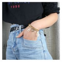 Fashion Exaggerated Chain Alloy Letter Pendant Bracelet main image 2