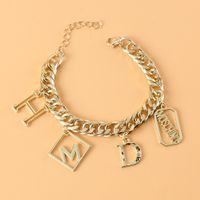Fashion Exaggerated Chain Alloy Letter Pendant Bracelet main image 3