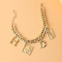 Fashion Exaggerated Chain Alloy Letter Pendant Bracelet main image 4