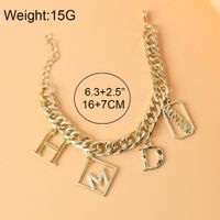 Fashion Exaggerated Chain Alloy Letter Pendant Bracelet main image 6