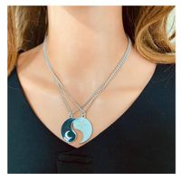 Fashion Hollow Alloy Oil Drop Tai Chi Star And Moon Pendant Necklace main image 1