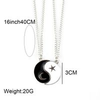 Fashion Hollow Alloy Oil Drop Tai Chi Star And Moon Pendant Necklace main image 6