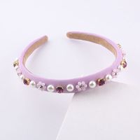 Korean Style Thin Strips Milk Silk Fabric Inlaid Rhinestones Flowers Pearls Hairbands main image 5